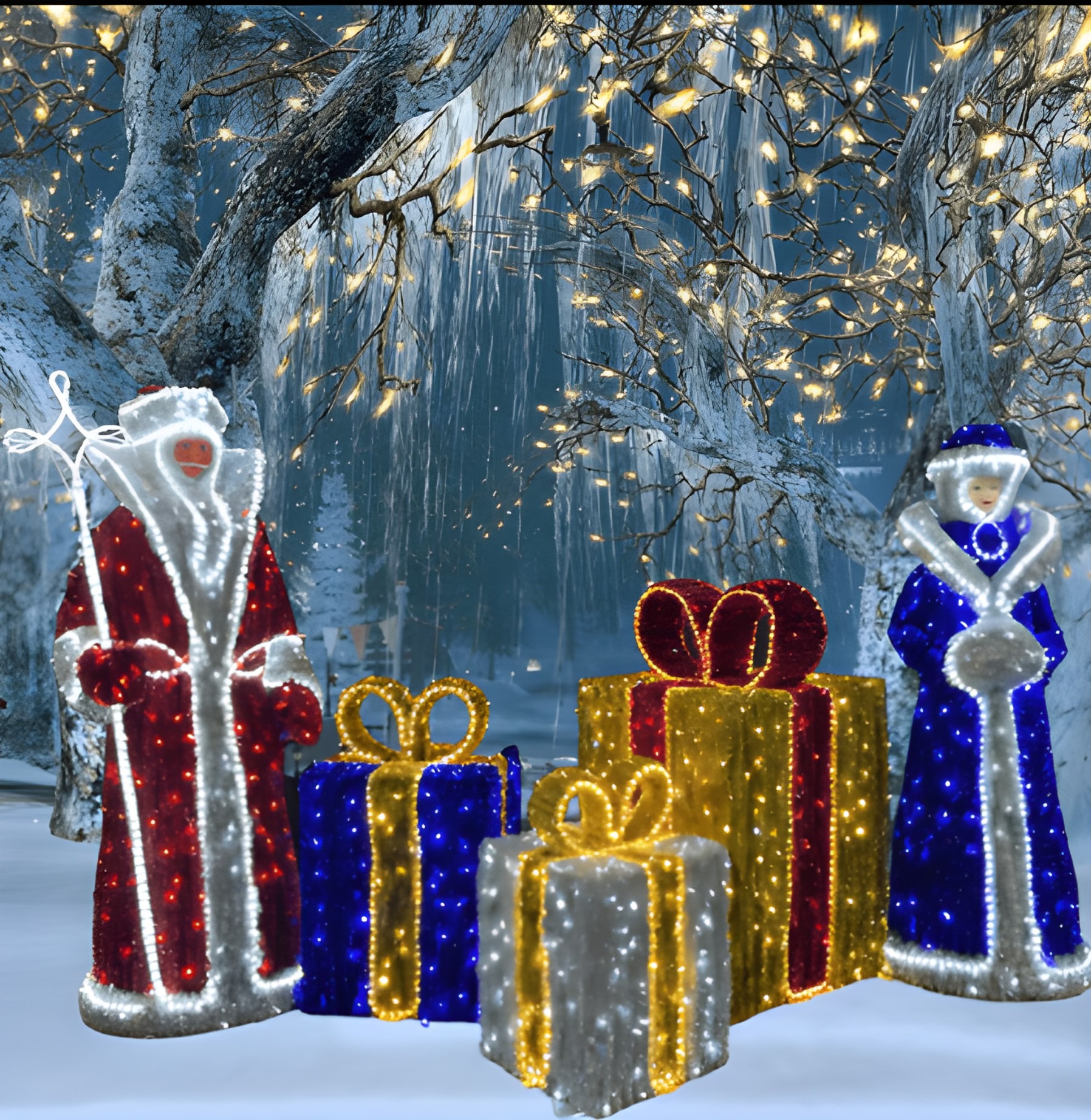 Дед Мороз со Снегурочкой и подарками